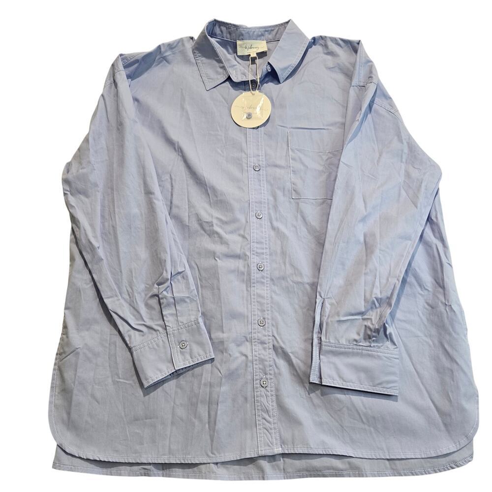 NWT In February Blue Long Sleeve Classic Oxford Button-up Shirt Oversized Sz L
